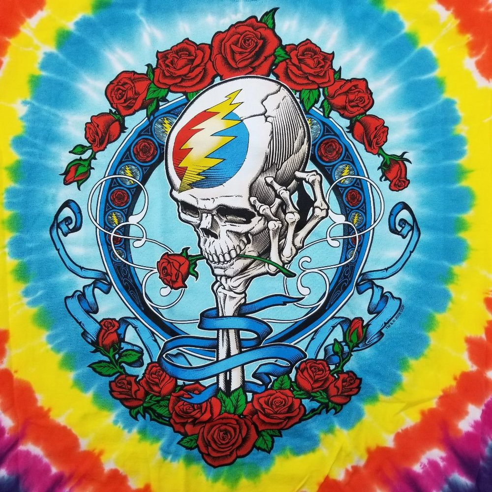 Grateful Dead Never Dead Bertha Rose Tie Dye Licensed Concert Tour Band Merch